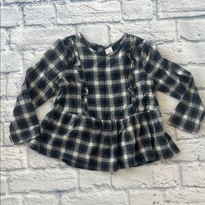 GAP Kids Black and White Plaid Blouse